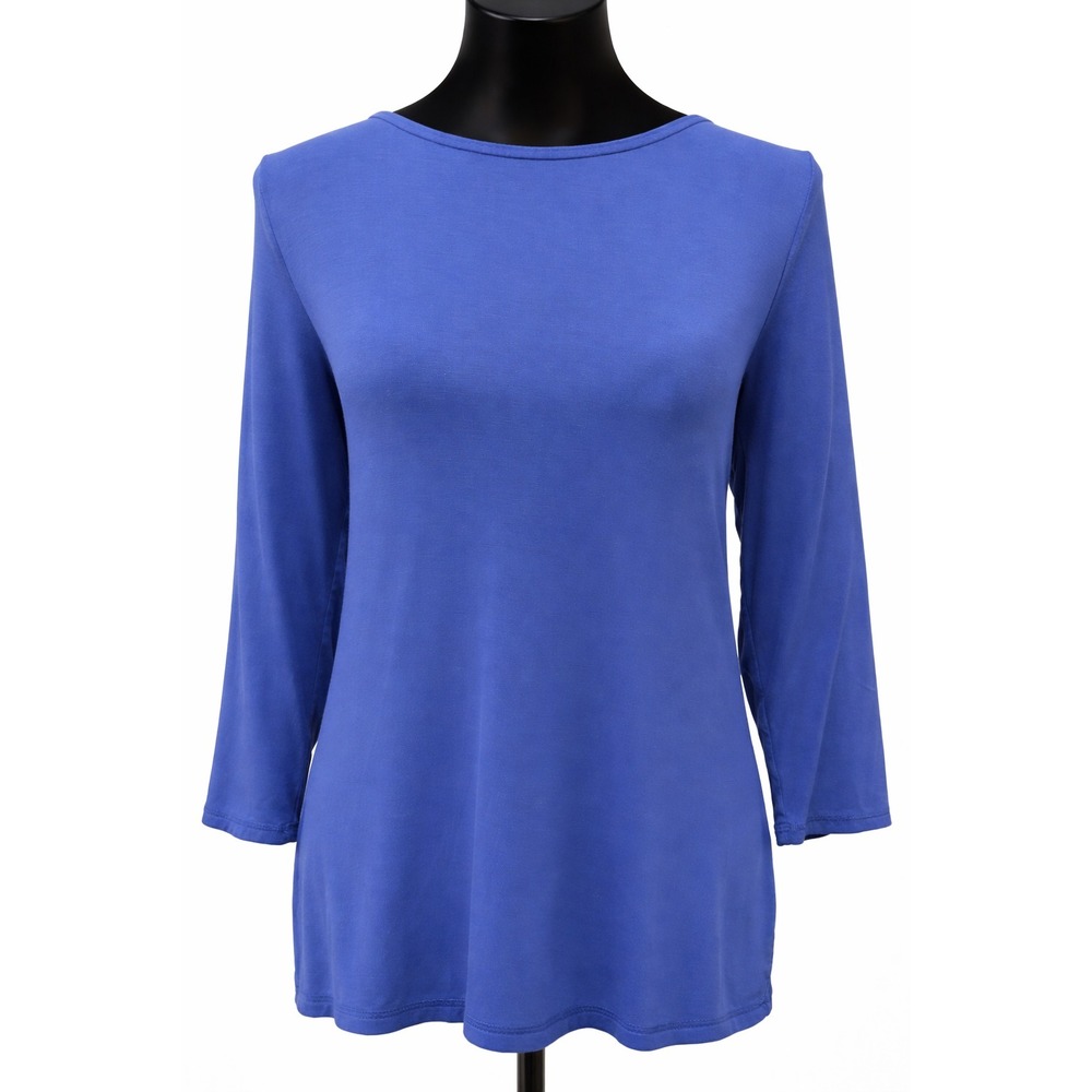 T By Talbots Womens UPF50+ Pullover Tie Back Sun Protection Top Medium Blue Knit